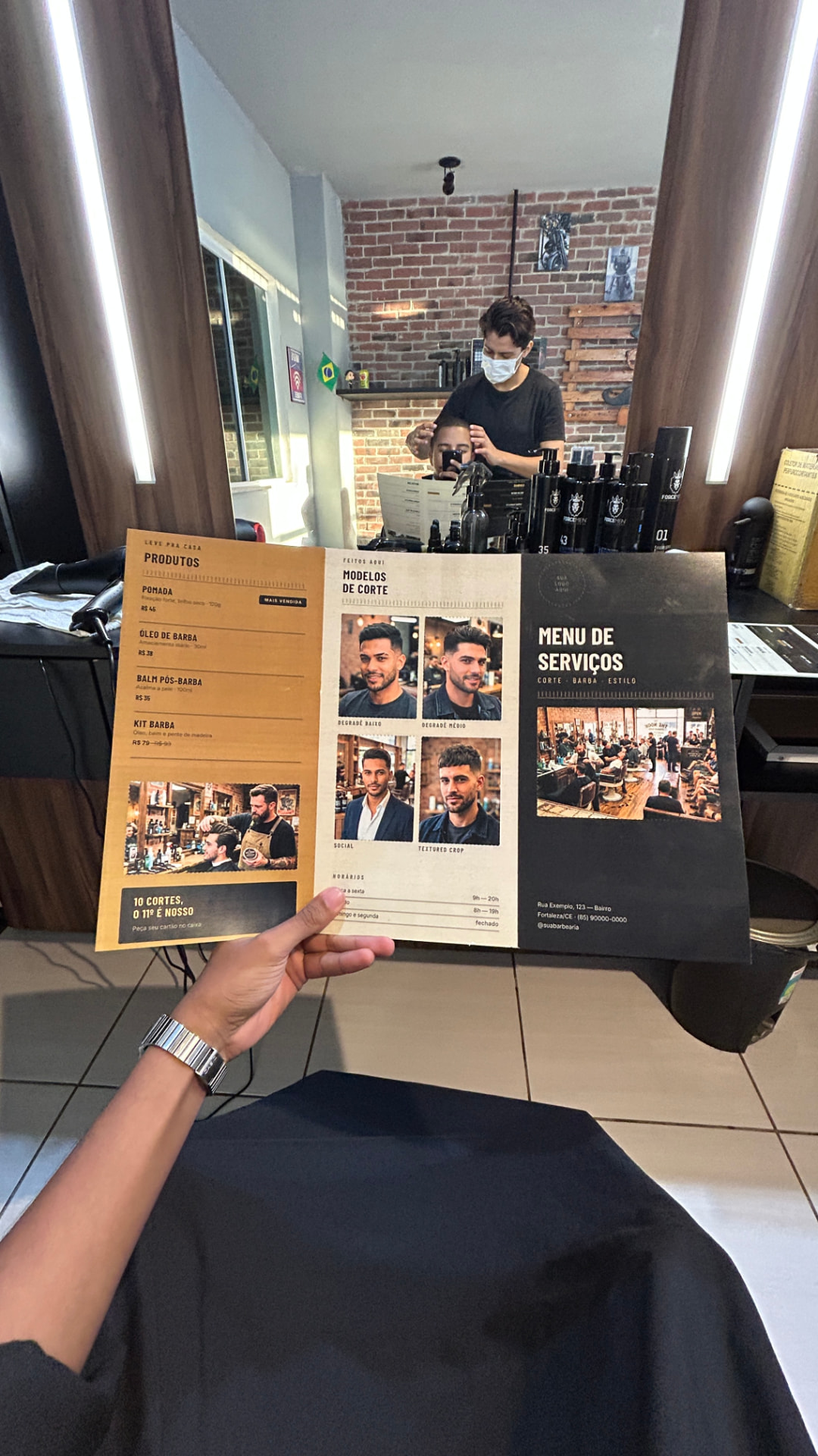 Modelo de Menu de Serviços em formato A4 frente e verso
